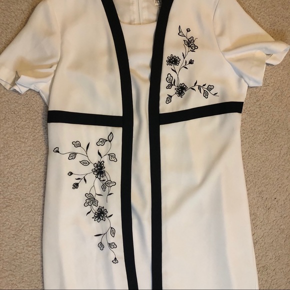 Vintage Periwinkle White Dress w/Attach Jacket 14 - Picture 5 of 11